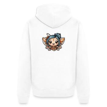 Blumenelfe mit blauer Mähne - Unisex Premium Bio Zip Hoodie - Weiß - Hinten - Thijin (182cm)