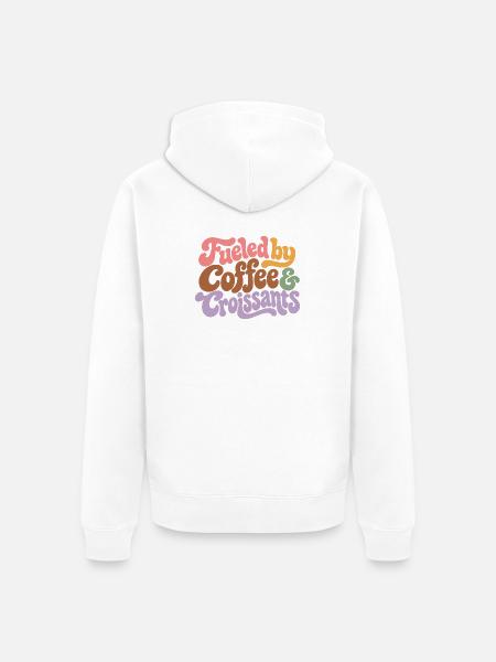Coffee and Croissants Groovy Retro - Unisex Premium Bio Zip Hoodie - Weiß