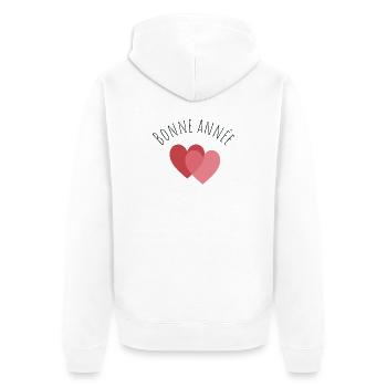 ALLES GUTE ZUM NEUEN JAHR. SILVESTER. BESTE WÜNSCHE - Unisex Premium Bio Zip Hoodie - Weiß - Hinten - Thijin (182cm)