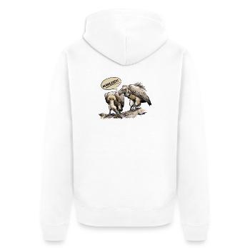 Mahlzeit Geierduo - Unisex Premium Bio Zip Hoodie - Weiß - Hinten - Thijin (182cm)