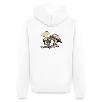 Zwei Geier auf Steinigem Grund - Unisex Premium Bio Zip Hoodie - Weiß - Hinten - Thijin (182cm)