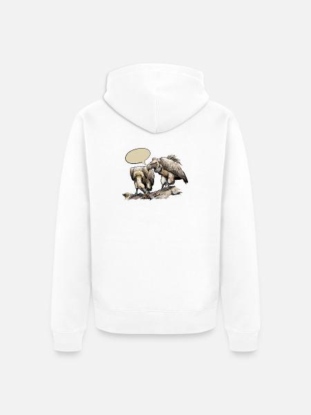 Zwei Geier auf Steinigem Grund - Unisex Premium Bio Zip Hoodie - Weiß