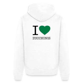 I LOVE ZUCCHINIS Zucchini Gemüse - Unisex Premium Bio Zip Hoodie - Weiß - Hinten - Thijin (182cm)