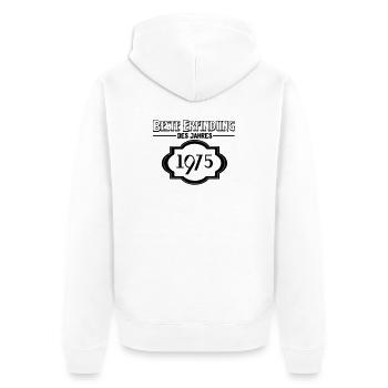 Beste Erfindung des Jahres 1975 Geschenk - Unisex Premium Bio Zip Hoodie - Weiß - Hinten - Thijin (182cm)