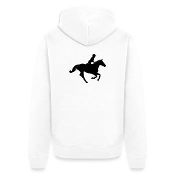 Pferdesport - Unisex Premium Bio Zip Hoodie - Weiß - Hinten - Thijin (182cm)