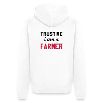 Trust me I am a Farmer - Unisex Premium Organic Zip Hoodie - white - Back - Thijin (182cm)