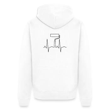 Abstraktes geometrisches Kunstmuster  - Unisex Premium Bio Zip Hoodie - Weiß - Hinten - Thijin (182cm)