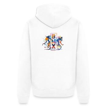 BMX Fahrrad - BMX fahren - BMX Kinder & Erwachsene - Unisex Premium Bio Zip Hoodie - Weiß - Hinten - Thijin (182cm)