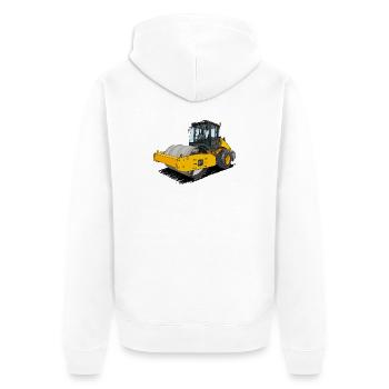 Walze im Straßenbau - Unisex Premium Bio Zip Hoodie - Weiß - Hinten - Thijin (182cm)