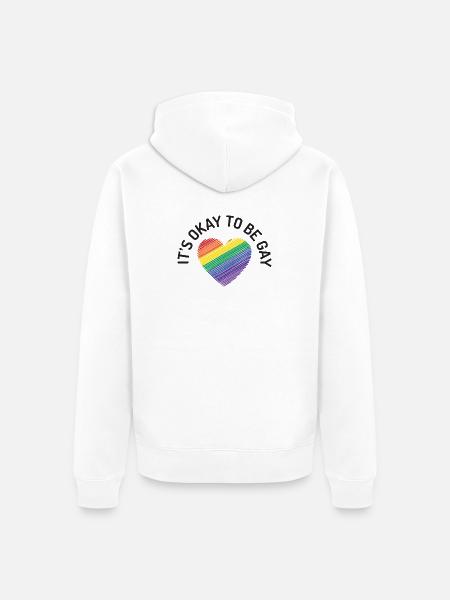 Es ist in Ordnung, schwul zu sein - Unisex Premium Bio Zip Hoodie - Weiß