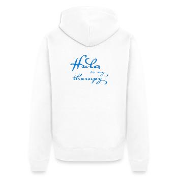 Hula is my therapy - Unisex Premium Bio Zip Hoodie - Weiß - Hinten - Thijin (182cm)