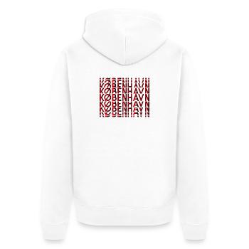 Copenhagen Neon Typography Pattern - Unisex Premium Organic Zip Hoodie - white - Back - Thijin (182cm)