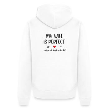 Ma femme est parfaite - Veste à capuche bio Premium Unisexe - blanc - Dos - Thijin (182cm)