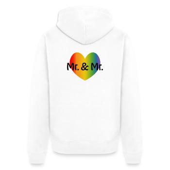 Rainbow Mr et Mr 2 cœur arc-en-ciel - Veste à capuche bio Premium Unisexe - blanc - Dos - Thijin (182cm)