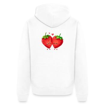 Erdbeere, ich kann keine Erdbeere haben - Unisex Premium Bio Zip Hoodie - Weiß - Hinten - Thijin (182cm)