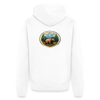 Brown bear - Unisex Premium Organic Zip Hoodie - white - Back - Thijin (182cm)