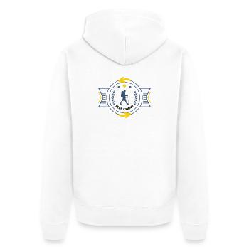 Santiago de Compostela Vintage-Abzeichen - Unisex Premium Bio Zip Hoodie - Weiß - Hinten - Thijin (182cm)