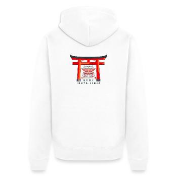 Kobe, Japan, Torii Shrine Ikuta- jinja, drawing - Unisex Premium Organic Zip Hoodie - white - Back - Thijin (182cm)