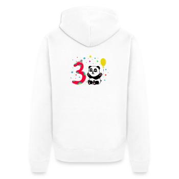 Troisième anniversaire 3ème année Panda mignon cadeau - Veste à capuche bio Premium Unisexe - blanc - Dos - Thijin (182cm)