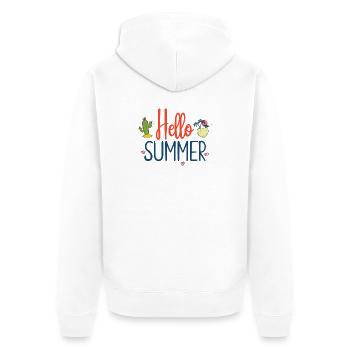 Hallo Sommer - Unisex Premium Bio Zip Hoodie - Weiß - Hinten - Thijin (182cm)