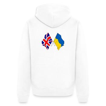 Drapeau de l’Angleterre et drapeau de l’Ukraine - Veste à capuche bio Premium Unisexe - blanc - Dos - Thijin (182cm)