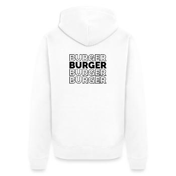 Burger Répétition Police Nourriture Délicieux Logo Icône - Veste à capuche bio Premium Unisexe - blanc - Dos - Thijin (182cm)