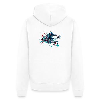 Lebendiges buntes Motiv eines Skaters - Unisex Premium Bio Zip Hoodie - Weiß - Hinten - Thijin (182cm)