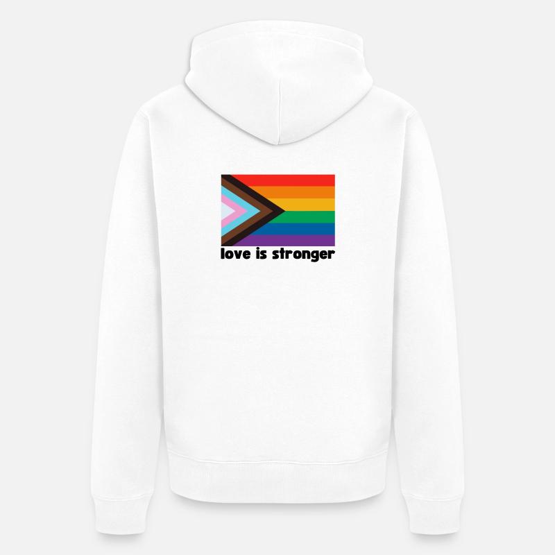 L’amour est plus fort. LGBT - Veste à capuche bio Premium Unisexe - blanc