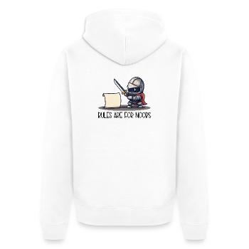 Cute Knight vs Scroll – Rules Are For - Unisex Premium Organic Zip Hoodie - white - Back - Thijin (182cm)
