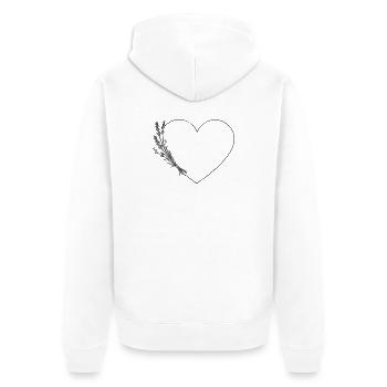 Line Art Coeur - Fleurs sauvages, Personnalisable - Veste à capuche bio Premium Unisexe - blanc - Dos - Thijin (182cm)