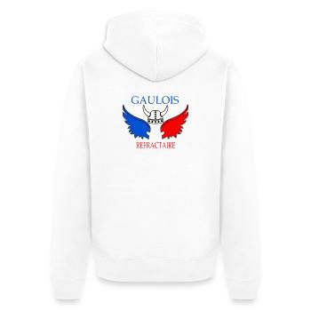 Ailes tricolores de Gaulois Refractaire - Veste à capuche bio Premium Unisexe - blanc - Dos - Thijin (182cm)
