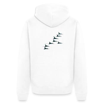 Banc de raies manta – Un monde sous-marin élégant - Veste à capuche bio Premium Unisexe - blanc - Dos - Thijin (182cm)