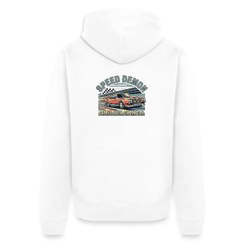 Racing Car Speed Demón Design - Unisex Premium Organic Zip Hoodie - white - Back - Thijin (182cm)
