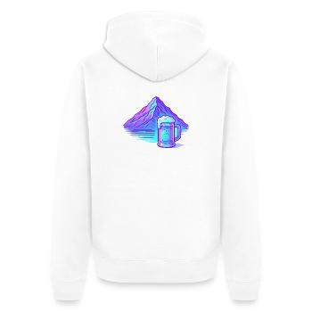 Bergneon Beer Gloss Blue - Unisex Premium Organic Zip Hoodie - white - Back - Thijin (182cm)