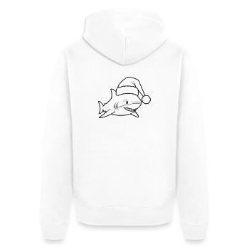 Christmas Shark Cartoon Illustration - Unisex Premium Organic Zip Hoodie - white - Back - Thijin (182cm)