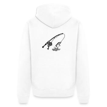 angeln fischen spinnrute petri heil logo - Unisex Premium Organic Zip Hoodie - white - Back - Thijin (182cm)