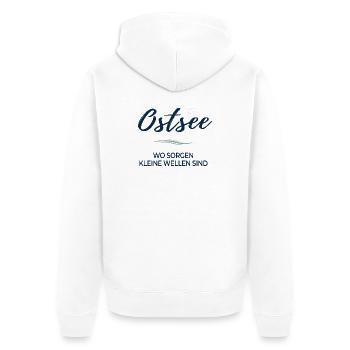Ostsee– Wo Sorgen kleine Wellen sind - Unisex Premium Bio Zip Hoodie - Weiß - Hinten - Thijin (182cm)