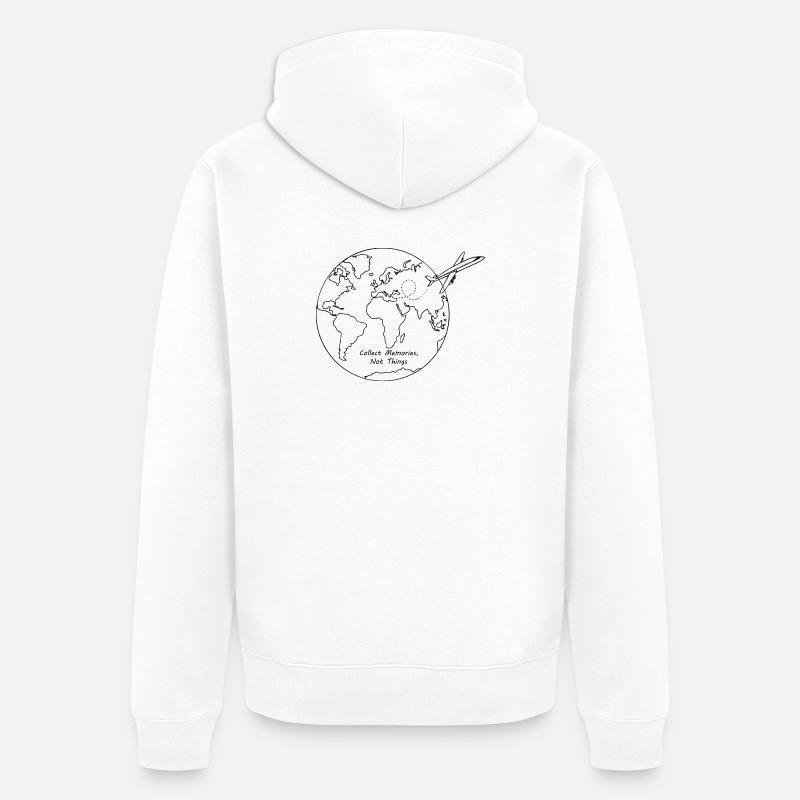 Collectez des souvenirs, pas des choses, Traveller Design - Veste à capuche bio Premium Unisexe - blanc