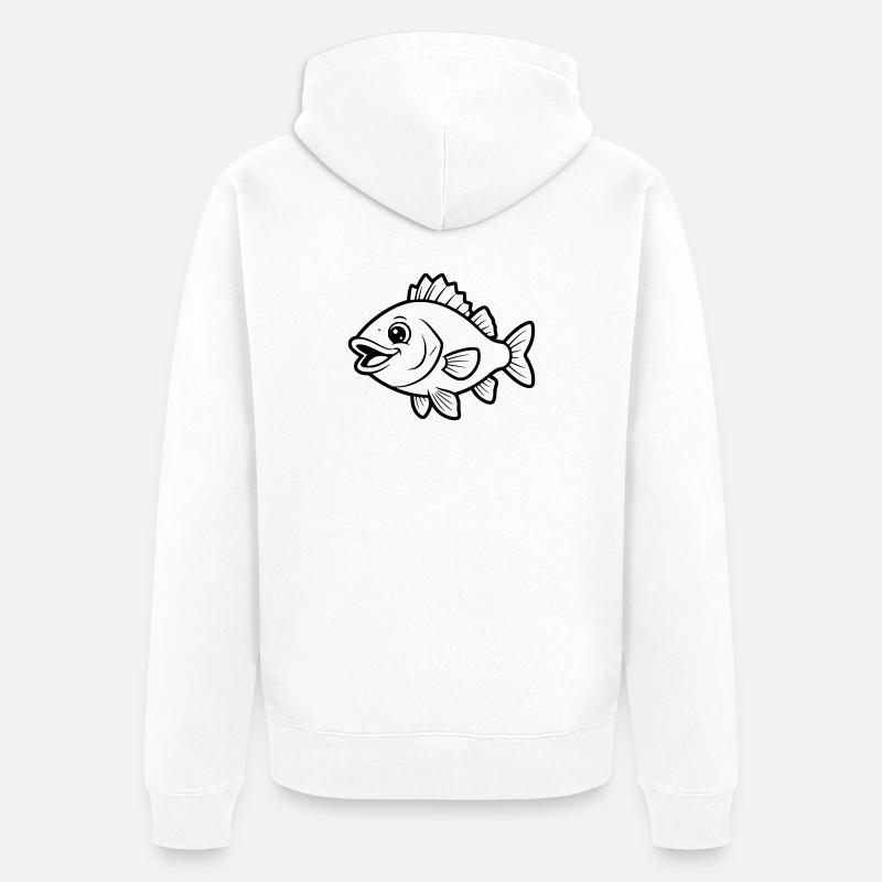 Page de coloriage de bandes dessinées Poisson Perch Mignon - Veste à capuche bio Premium Unisexe - blanc