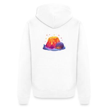 Lavahügel Kuschel Igel - Unisex Premium Bio Zip Hoodie - Weiß - Hinten - Thijin (182cm)
