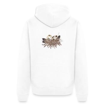 Œufs de caille dans le nid avec plumes de pintade - Veste à capuche bio Premium Unisexe - blanc - Dos - Thijin (182cm)