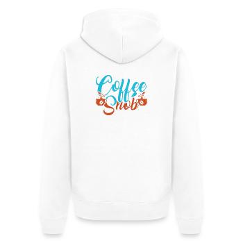 Snob Coffee: Typography with Cups - Unisex Premium Organic Zip Hoodie - white - Back - Thijin (182cm)