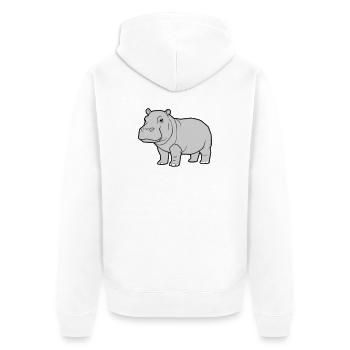 Nilpferd Stehend Comic Tier Zoo - Unisex Premium Bio Zip Hoodie - Weiß - Hinten - Thijin (182cm)