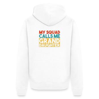 My Squad Calls Me Granddaughter Retro Typography - Unisex Premium Organic Zip Hoodie - white - Back - Thijin (182cm)
