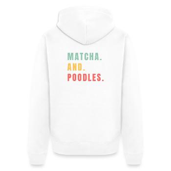 MATCHA UND PUDEL - Unisex Premium Bio Zip Hoodie - Weiß - Hinten - Thijin (182cm)