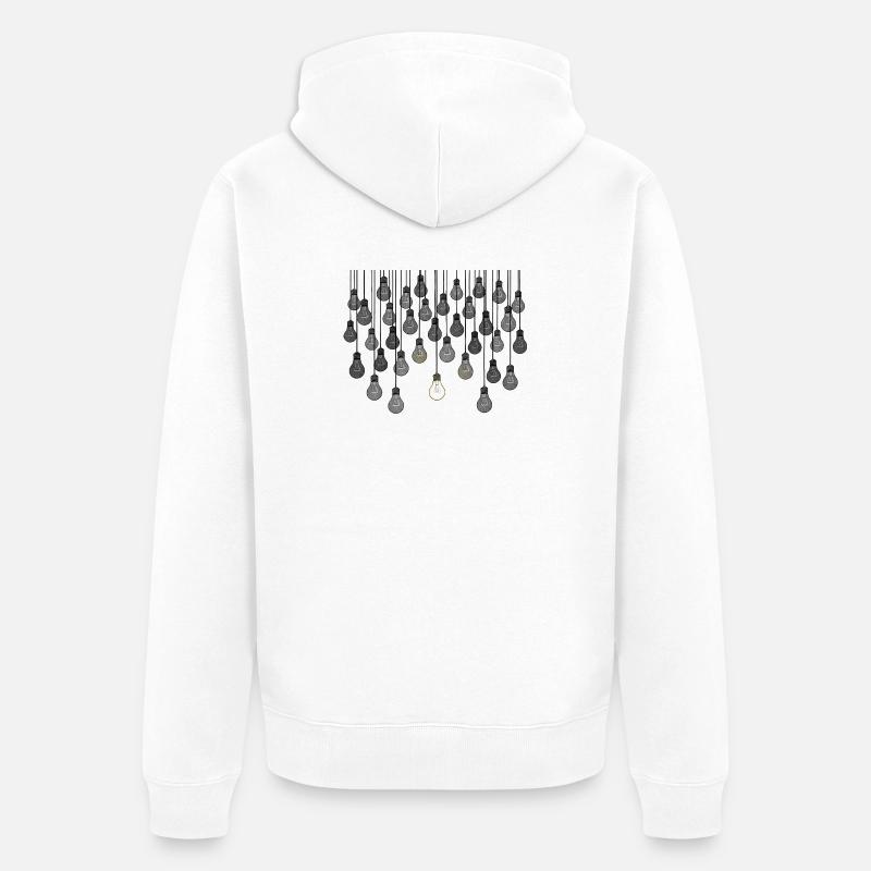 Graues Glühbirnen-Array mit einzigartiger Helligkeit - Unisex Premium Bio Zip Hoodie - Weiß