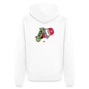 Neon Skate Panda Grafik - Unisex Premium Bio Zip Hoodie - Weiß - Hinten - Thijin (182cm)