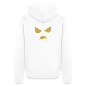 Wütende Augen Tropfen-Mund - Unisex Premium Bio Zip Hoodie - Weiß - Hinten - Thijin (182cm)