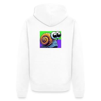 Schnecke - Unisex Premium Bio Zip Hoodie - Weiß - Hinten - Thijin (182cm)