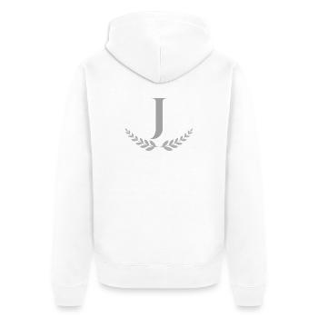 J - Unisex Premium Bio Zip Hoodie - Weiß - Hinten - Thijin (182cm)